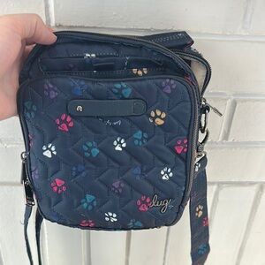 Lug Quilted Crossbody Bag with Multicolor Paw Prints